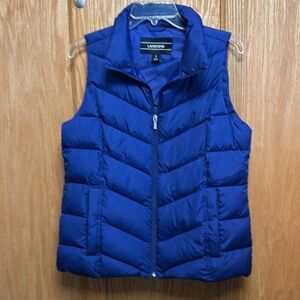 Lands End womens down puffer vest. Size S 6/8 Royal blue Great cond.